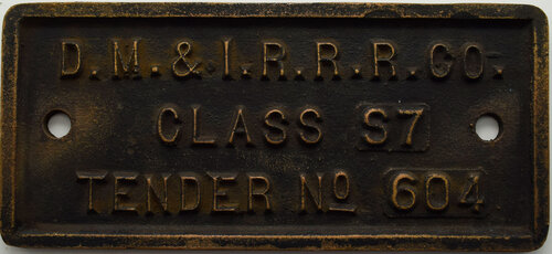 DULUTH MISSABE & NORTHERN TENDER PLATE