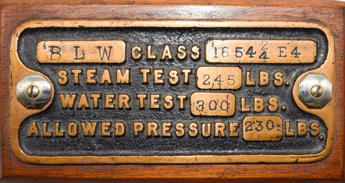 BALDWIN LOCOMOTIVE WORKS PLATE