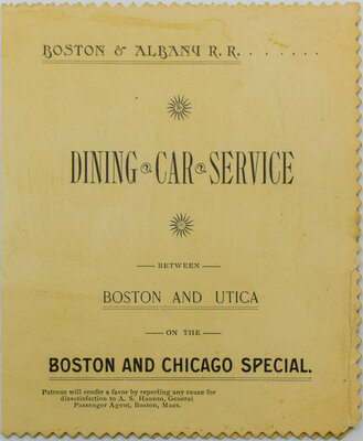 BOSTON & ALBANY MENU