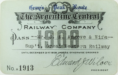 ARGENTINE CENTRAL RAILWAY COMPANY PASS