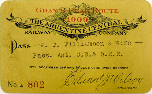 ARGENTINE CENTRAL RAILWAY COMPANY PASS