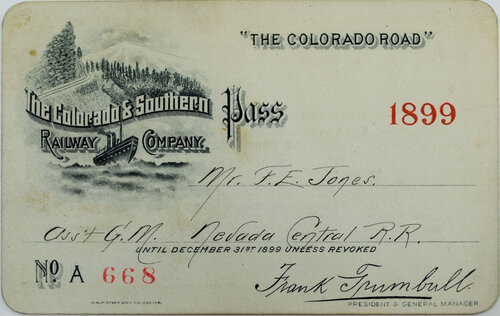 COLORADO & SOUTHERN RAILWAY COMPANY PASS