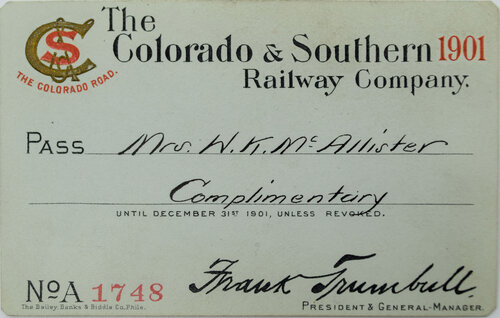 COLORADO & SOUTHERN RAILWAY COMPANY PASS