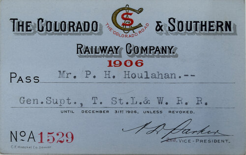 COLORADO & SOUTHERN RAILWAY COMPANY PASS