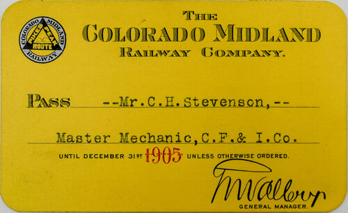 COLORADO MIDLAND RAILWAY COMPANY PASS