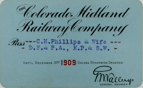 COLORADO MIDLAND RAILWAY COMPANY PASS