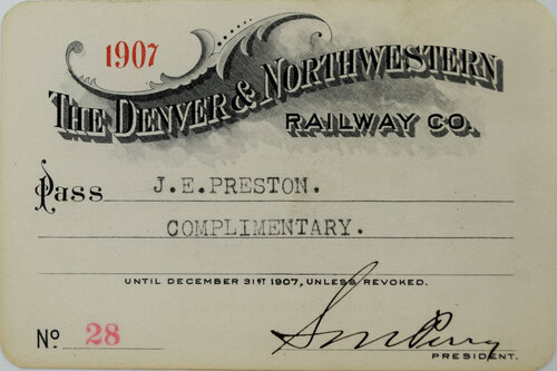 DENVER & NORTHWESTERN RAILWAY CO PASS