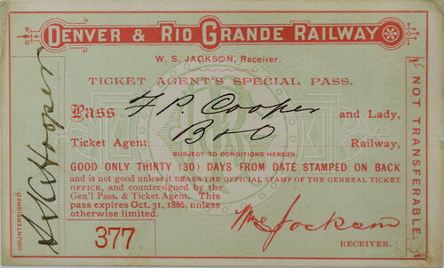 DENVER & RIO GRANDE RAILWAY PASS