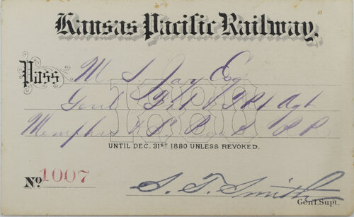 KANSAS PACIFIC RAILWAY PASS