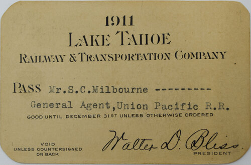 LAKE TAHOE RAILWAY & TRANSPORTATION COMPANY PASS