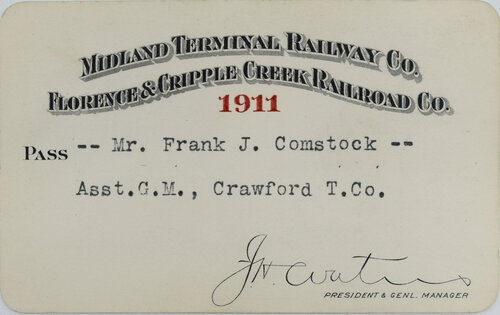 MIDLAND TERMINAL RAILWAY CO/ FLORENCE & CRIPPLE CREEK RR PASS