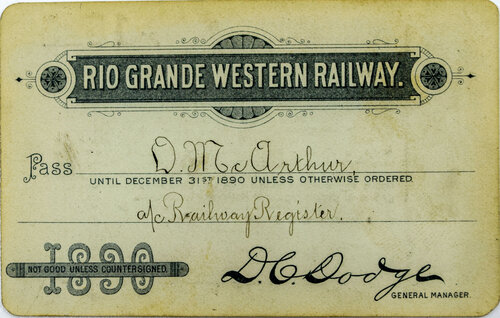 RIO GRANDE WESTERN RAILWAY PASS