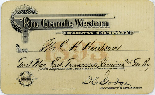 RIO GRANDE WESTERN RAILWAY PASS