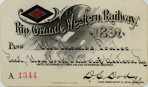 RIO GRANDE WESTERN RAILWAY PASS