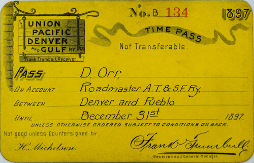 UNION PACIFIC DENVER & GULF CO PASS