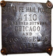 View lot 130 SANTA FE MAIL POUCH PLAQUE