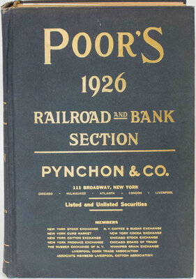 POORS 1926 RAILROAD & BANK SECTION