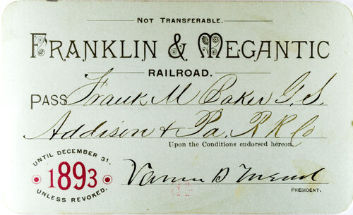 FRANKLIN & MEGANTIC RAILROAD PASS