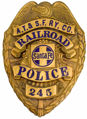 AT&SFRY CO RAILROAD POLICE 245 BADGE