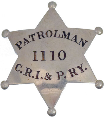CRI&PRY 1110 PATROLMAN BADGE
