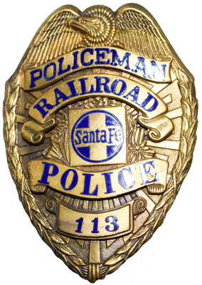 SANTA FE POLICEMAN RAILROAD POLICE #113 BADGE