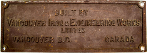 VANCOUVER IRON & ENGINEERING WORKS PLATE