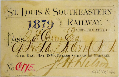ST LOUIS & SOUTHEASTERN RAILWAY PASS