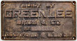 View lot 97 GREENLEE BROS & CO PLATE