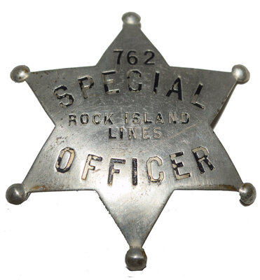 ROCK ISLAND LINES SPECIAL OFFICER 762 BADGE