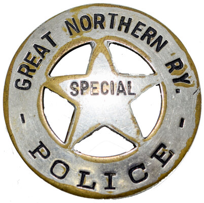 GREAT NORTHERN RY POLICE BADGE