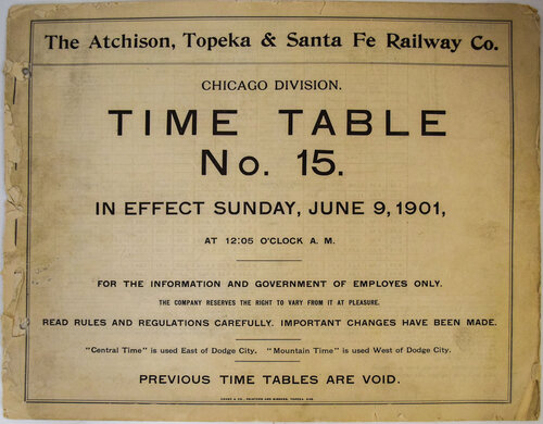 ATCHISON TOPEKA & SANTA FE TIMETABLE