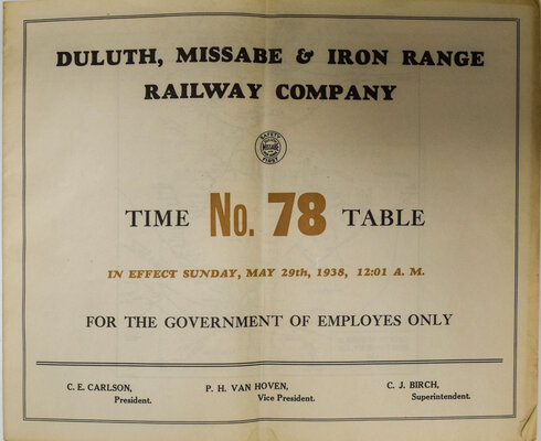 DULUTH MISSABE & IRON RANGE EMPLOYEE TIMETABLE