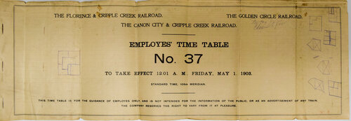 FLORENCE & CRIPPLE CREEK TIMETABLE