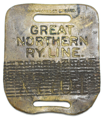 GREAT NORTHERN RY LINE BAGGAGE TAG