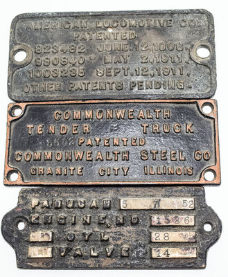 AMERICAN LOCOMOTIVE CO PATENT PLATE