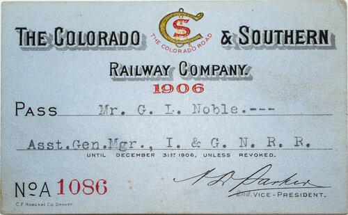 COLORADO & SOUTHERN RAILWAY COMPANY PASS