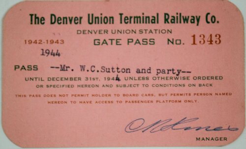 DENVER UNION TERMINAL RAILWAY CO PASS
