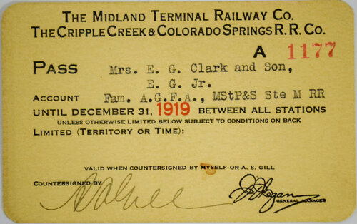 MIDLAND TERMINAL RY CO/ CRIPPLE CREEK & COLORADO SPRINGS RR CO PASS