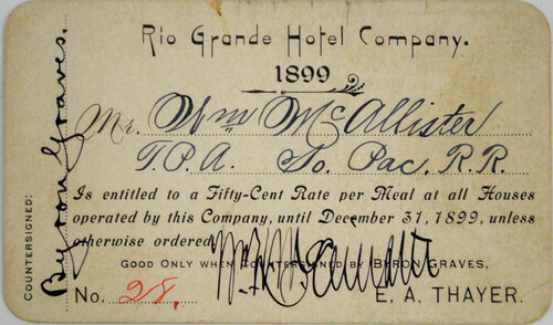 RIO GRANDE HOTEL COMPANY PASS