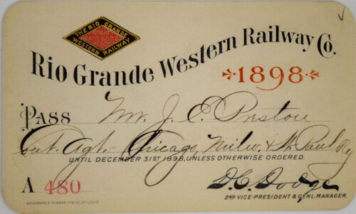 RIO GRANDE WESTERN RAILWAY CO PASS