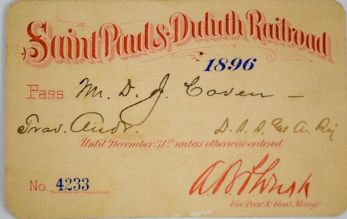 ST PAUL & DULUTH RAILROAD PASS