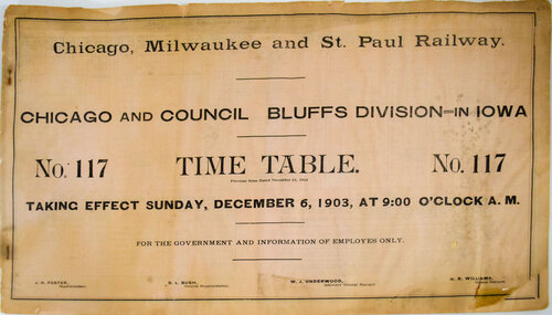CHICAGO MILWAUKEE & ST PAUL TIMETABLE