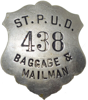 ST P U D BAGGAGE & MAILMAN BADGE