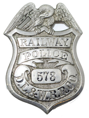 DL&W RR RAILWAY POLICE BADGE