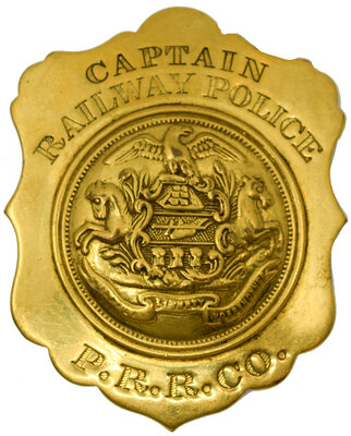 PRR CO CAPTAIN RAILWAY POLICE BADGE