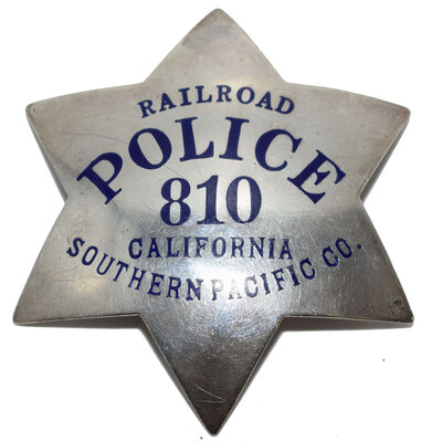 SOUTHERN PACIFIC CALIFORNIA RAILROAD POLICE BADGE