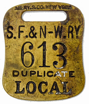 SF&N-W RY DUPLICATE LOCAL BAGGAGE TAG