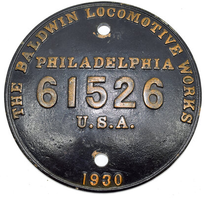 CB&Q BUILDERS PLATE  BALDWIN LOCOMOTIVE WORKS