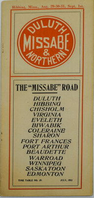 DULUTH MISSABE & NORTHERN TIMETABLE