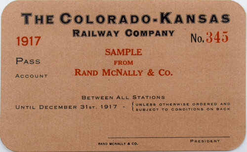 COLORADO-KANSAS RAILWAY PASS